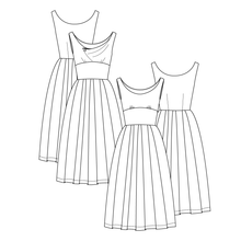 Load image into Gallery viewer, Line drawings of both variations of the No 1 Dragør dress.