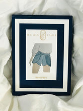 Load image into Gallery viewer, Packaging of Pippa sewing pattern, shows illustration of Pippa shorts with curved overlapping seams.