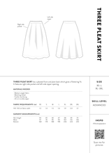 Load image into Gallery viewer, The Assembly Line Three Pleat Skirt Measures Chart