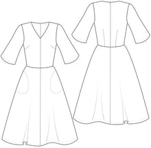 Load image into Gallery viewer, Line Drawing of The Avid Seamstress' The A-Line Dress'