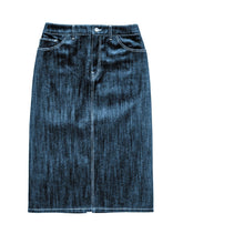 Load image into Gallery viewer, Denim skirt flatlay.