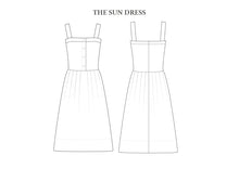 Load image into Gallery viewer, Line Drawing of the Sun Dress, front and back.