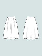 Load image into Gallery viewer, Line drawing of Three Pleat Skirt.