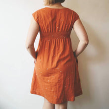 Load image into Gallery viewer, Back View of Trillum Dress, shirred at waist