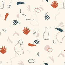 Load image into Gallery viewer, Flat surface pattern design shows abstract, and leaf like shapes on a light colour background