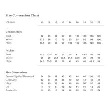 Load image into Gallery viewer, The Avid Seamstress Size Conversion Chart.
