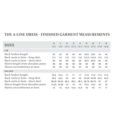 Load image into Gallery viewer, Finished Garment Measurements for The A-Line Dress