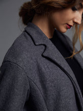 Load image into Gallery viewer, Close up detail of notched collar on The Coat
