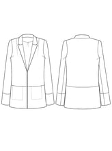 Load image into Gallery viewer, Technical Line Drawing front and back view of The Blazer by The Avid Seamstress
