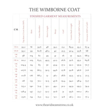 Load image into Gallery viewer, Finished Garment Measurements for The Wimborne Coat
