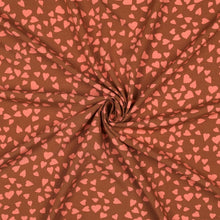 Load image into Gallery viewer, Viscose Fabric with hearts pattern, shown with central swirl
