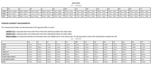 Load image into Gallery viewer, Butano Button Up Measurements Chart in centimetres
