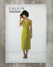 Load image into Gallery viewer, True Bias&#39; Calvin Wrap Dress and Top sewing Pattern packaging, displaying lady wearing wrap dress with waist tie
