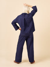 Load image into Gallery viewer, Back view of lady wearing pyjama set, shirt with inverted pleat detail from yoke
