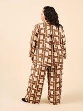 Load image into Gallery viewer, Back view of lady wearing pyjama set, top with inverted pleat detail from the yoke

