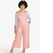 Load image into Gallery viewer, Lady wears Jenny overalls with hand in side pocket
