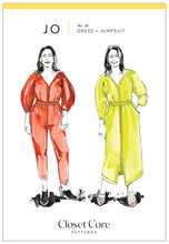 Load image into Gallery viewer, Closet Core Patterns Jo Dress &amp; Jumpsuit Envelope Front with illustrations of both dress and jumpsuit variation
