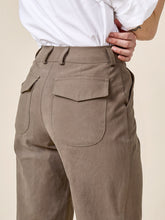 Load image into Gallery viewer, Close up detail of back patch pockets with flaps on Rika Pants
