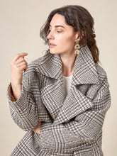 Load image into Gallery viewer, Close up of dramatic notched collar on the Phoebe Coat
