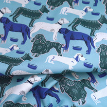 Load image into Gallery viewer, Organic Cotton Fabric with print of illustrated dogs
