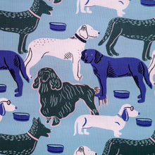 Load image into Gallery viewer, Close up of print of illustrated dogs on organic cotton fabric
