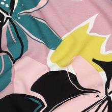Load image into Gallery viewer, Close-up image of Eco Viscose Fabric with a large-scale floral pattern of stylised flowers and leaves
