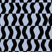 Load image into Gallery viewer, Eco Viscose fabric displayed flat with graphic pattern of wavy vertical shapes

