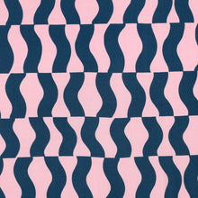 Load image into Gallery viewer, Viscose fabric with graphic wave print displayed flat

