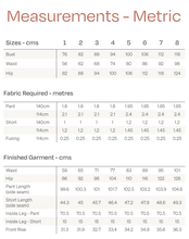 Load image into Gallery viewer, Metric Measures Chart for UK sizes 6-20
