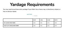 Load image into Gallery viewer, Fabric Requirements Chart for the Flâneur Pants Sewing Pattern
