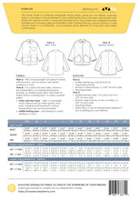 Load image into Gallery viewer, Fowler Jacket Sewing Pattern envelope with fabric requirements, size chart, and brand information
