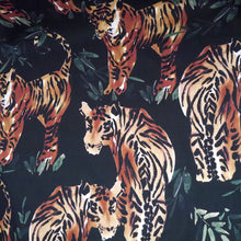 Load image into Gallery viewer, Watercolour Tigers printed on a plain backdrop on cotton fabric
