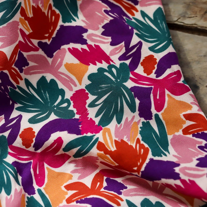 Viscose fabric with abstract floral print