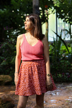 Load image into Gallery viewer, Lady stands among nature wearing a shoer gathered skirt made up with Lianes Viscose fabric
