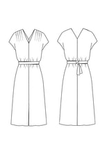 Load image into Gallery viewer, Line Drawings of Transat Dress front and back view
