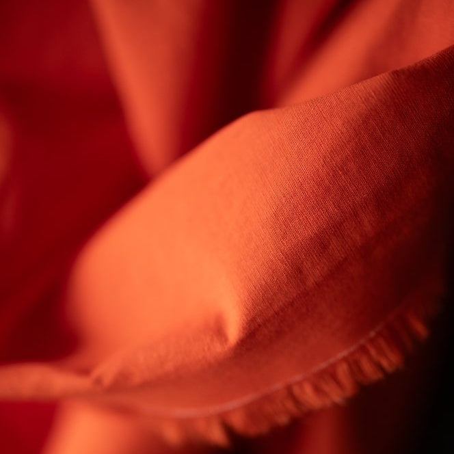 Close up of Organic Cotton Hemp fabric showing plain weave