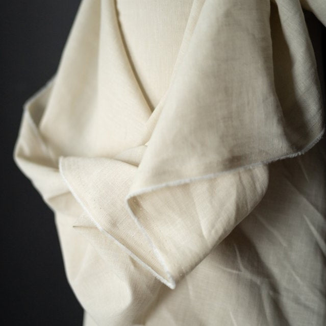 Close up of Cotton Linen Fabric shows plain weave