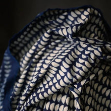 Load image into Gallery viewer, Indigo, organic cotton fabric with white geometric handblock pattern
