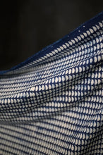 Load image into Gallery viewer, Length of Indigo, organic cotton fabric with white geometric handblock pattern
