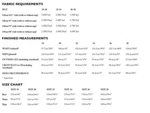 Load image into Gallery viewer, Juno Culottes Measurements Chart for sizes 18-28
