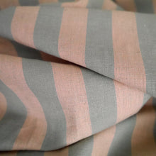 Load image into Gallery viewer, Striped, organic cotton and linen blend fabric, displayed in soft folds close up
