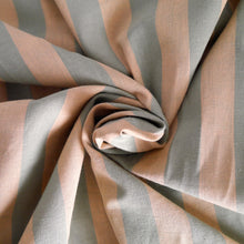 Load image into Gallery viewer, Striped, organic cotton and linen blend fabric, displayed with central swirl
