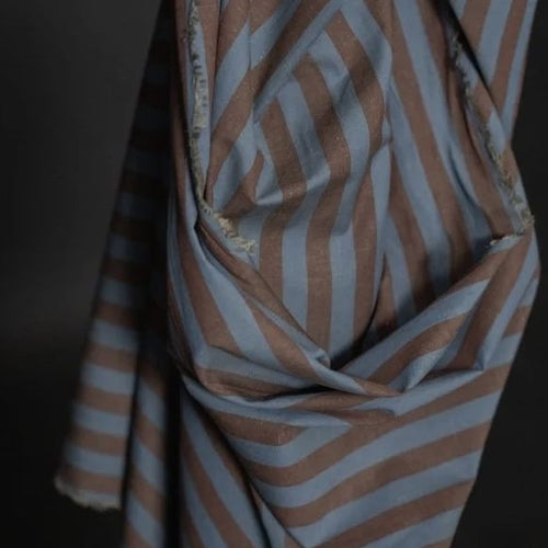 Close-up of a dual-tone striped cotton/linen fabric