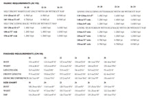 Load image into Gallery viewer, Fabric and garment measures chart for sizes 18-28
