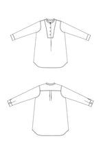 Load image into Gallery viewer, Line drawings of the Niven shirt, front and back views
