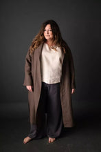 Load image into Gallery viewer, Model wears a traditional dressing gown unfastened
