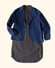 Load image into Gallery viewer, Blazer over a plaid shirt dress displayed flat on a plain background
