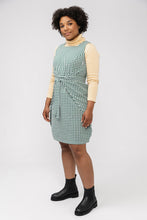 Load image into Gallery viewer, Lady wears a Lilja Pinafore over a long sleeve polo neck top
