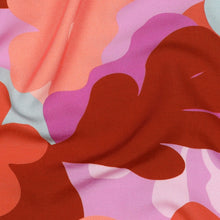 Load image into Gallery viewer, Close-up image of Eco Viscose Fabric with a bold, retro-style floral pattern
