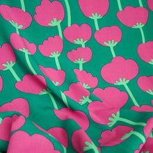 Load image into Gallery viewer, EcoVero Viscose Fabric with Poppies print shown in drape
